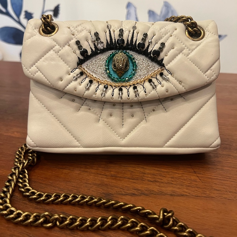 Kurt Geiger Cream Quilted Crossbody Bag with Eye Detail